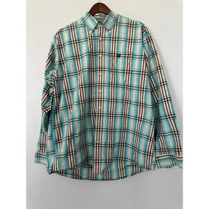 Cinch Plaid Green and Brown Western Shirt Size Large